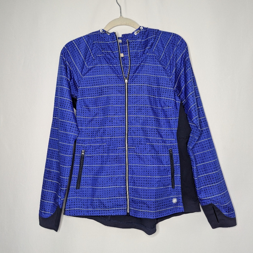 Athleta Womens Blue Accelerate Reflective Zip Up Jacket Windbreaker M